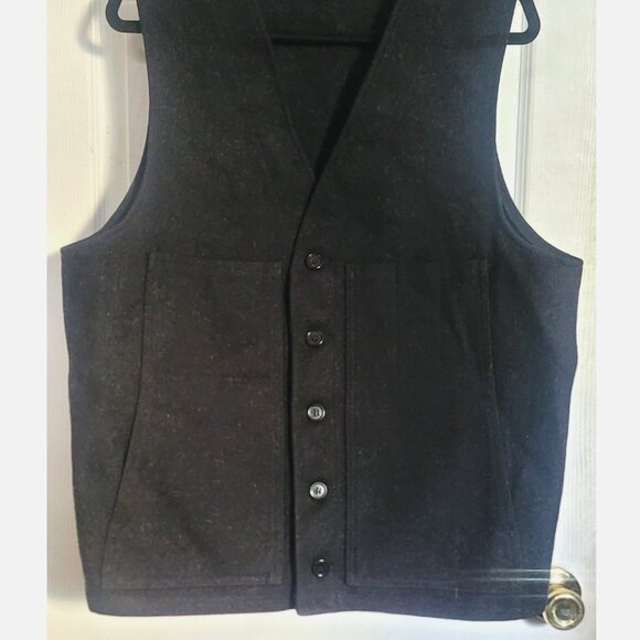 VTG Filson USA Cruiser Vest Mackinaw Wool Men 46 Charcoal Gray Black Style 20 XL - Picture 3 of 13